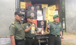 Diselundupkan dari Singapura, Ribuan Botol Miras Diamankan Kodim 0315 Bintan