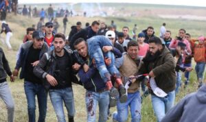tindakan brutal Israel terhadap warga Palestina yang berdemonstrasi di perbatasan Jalur Gaza_.